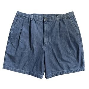 Mens ROUNDTREE & YORKE Sz 44 Big Jean Shorts Pleated Pockets Elastic 7.5” Inseam